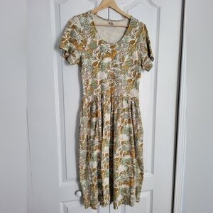 Kate Quinn Organic Cotton Dress Retro Floral Size Small
